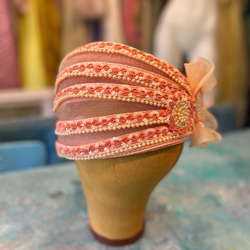 Pink Pearled Flapper Hat - Picture 3 of 11